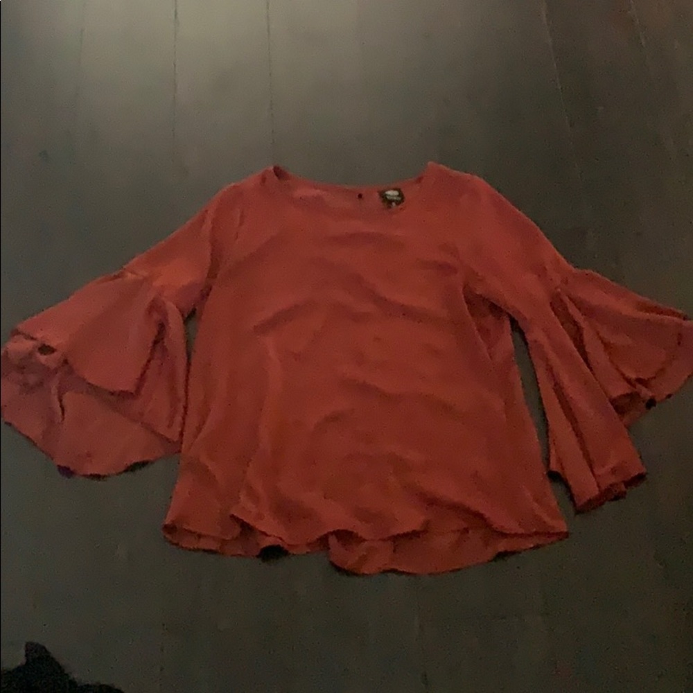 Burnt orange flare sleeve top